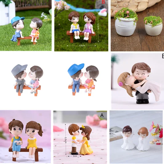 

2pcs/set Boy Girl Sweety Lovers Couple Figurines Craft Creative Miniature Ornaments Fairy Resin Dolls Wedding Accessories
