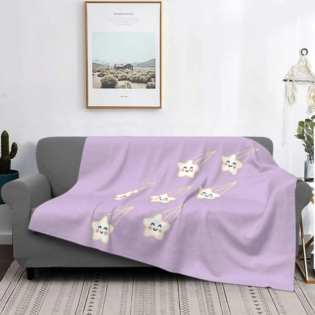 

Shooting Stars - Lavender Blanket Bright Sky Twinkling Plush Warm Soft Flannel Fleece Throw Blanket For Bedding Bedspread Velvet