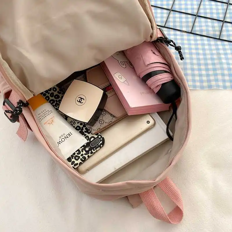 

Women's fashion solid backpack beautiful school bags for girls nylon-proof water travel ability 2021