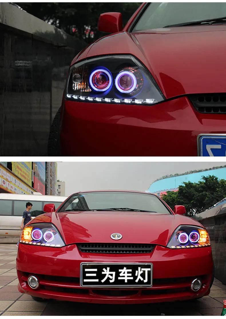 Sanvi Автомобильная фара в сборе для hyundai Coupe 2002-2006 с дальним и низким пучком HID проектор Объектив светодиодный DRL