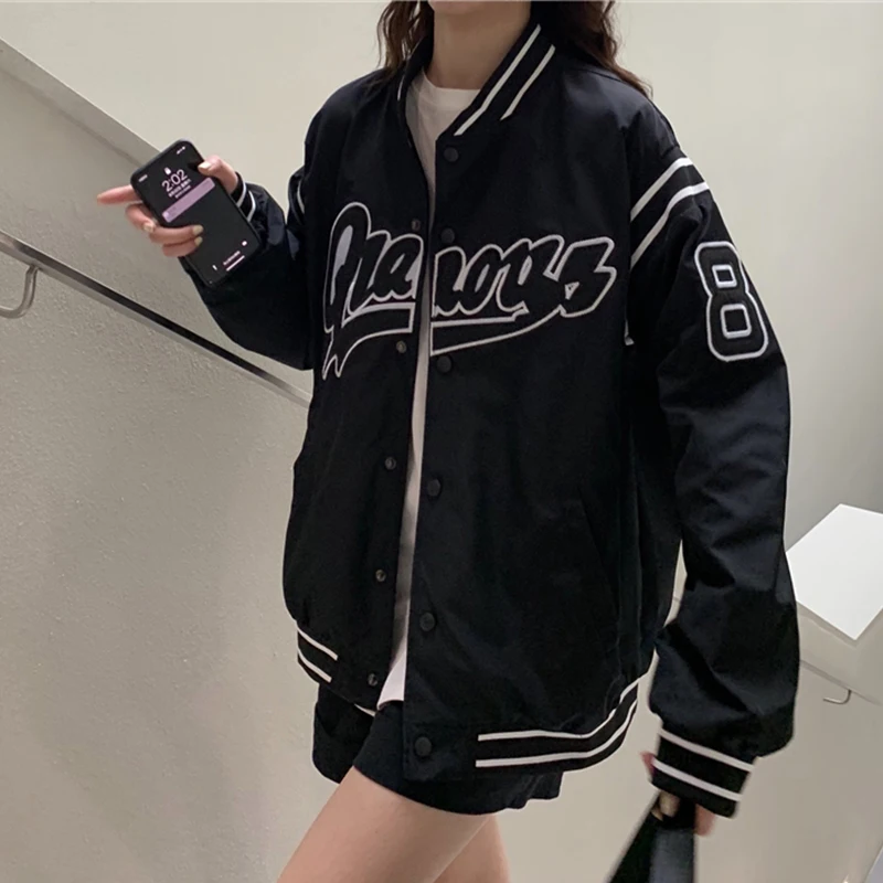 Новинка 2021 летняя вышивка Harajuku Женская куртка бейсбольная с длинным рукавом