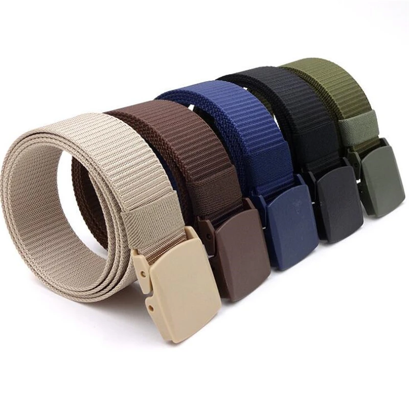 Men Female Belts Military Nylon Adjustable Belt Outdoor Travel Tactical Waist with Plastic Buckle for Pants 130cm