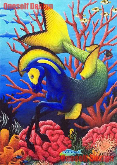 Popuilar рождественские подарки 5d алмазная картина Полная площадь/круглая морская лошадь картина из страз морская лошадь