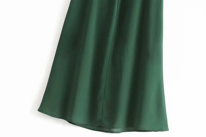 Женское свободное платье без рукавов Za зеленое однотонное Хлопковое комбинация