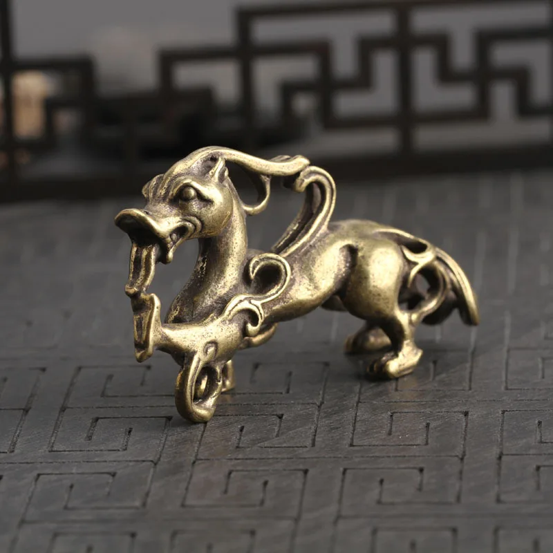 1 шт. ручной работы из чистой меди Мини Дракон животное резные украшения