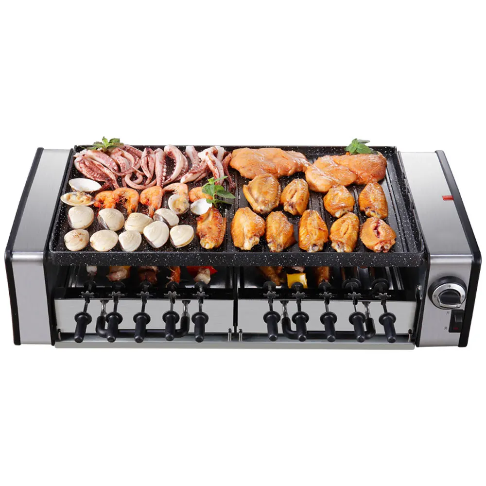 household electric grill barbecue machine korean barbecue skewers automatic rotating grill 10 skewers free global shipping