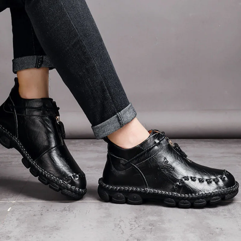 Мужская обувь Осень-зима мужские ботинки из коровьего спилка прогулочная