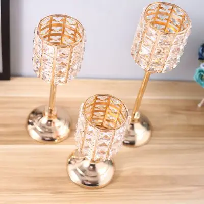 

Crystal Tealight Candle Holders Wedding Decoration Metal Glass Candlesticks Christmas Decorations For Home Candle Holder