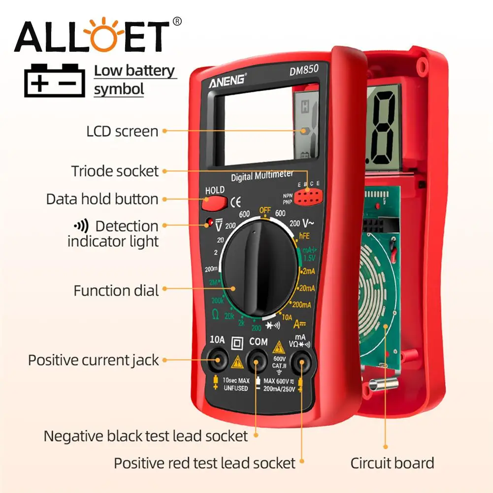 

Voltage Current Tester 2000 Counts Digital Multimeter Voltmeter Ammeter Voltage Meter Flash Back Light Large Screen