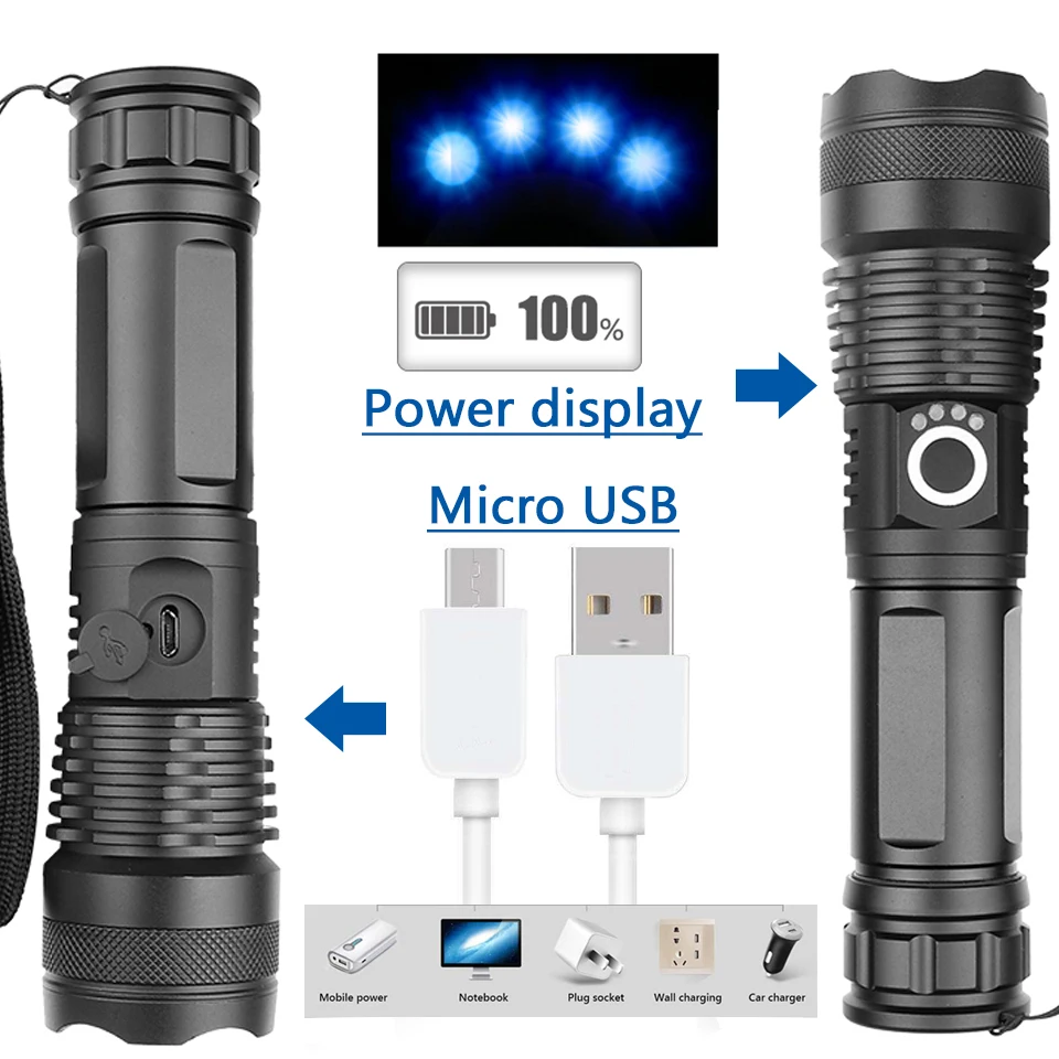 Pаспродажа XHP100 9-ти жильная мощная светодиодная вспышка светильник Usb подзарядка 18650 26650 Батарея масштабируемый фонарь Алюминий Водонепроницаемый свет... Дешево XHP100 9-ти жильная мощная светодиодная вспышка светильник Usb подзарядка 18650 26650 Батарея масштабируемый фонарь Алюминий Водонепроницаемый свет...