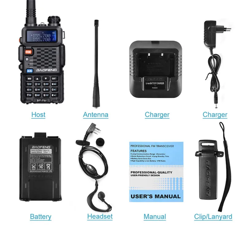 

2020 Baofeng BF-F8+ Upgrade Walkie Talkie Police Two Way Car Radio Station Portable Ham Radio for Hunting 5W UHF VHF Dual Band