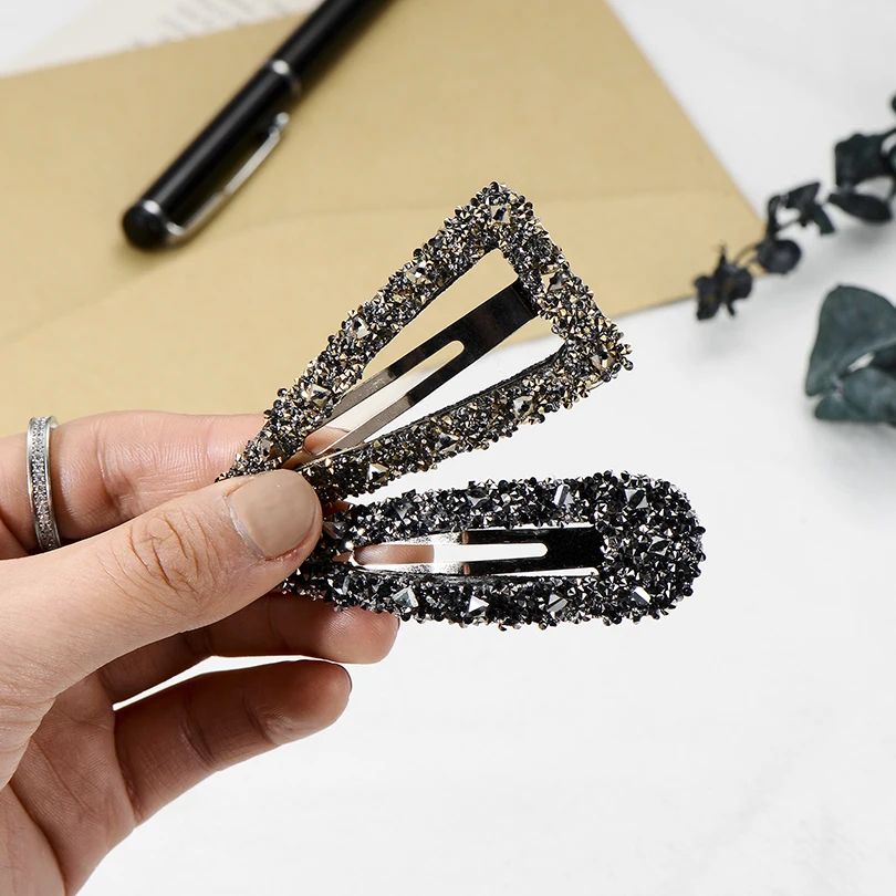 Женская заколка для волос из сплава с кристаллами в виде геометрических фигур