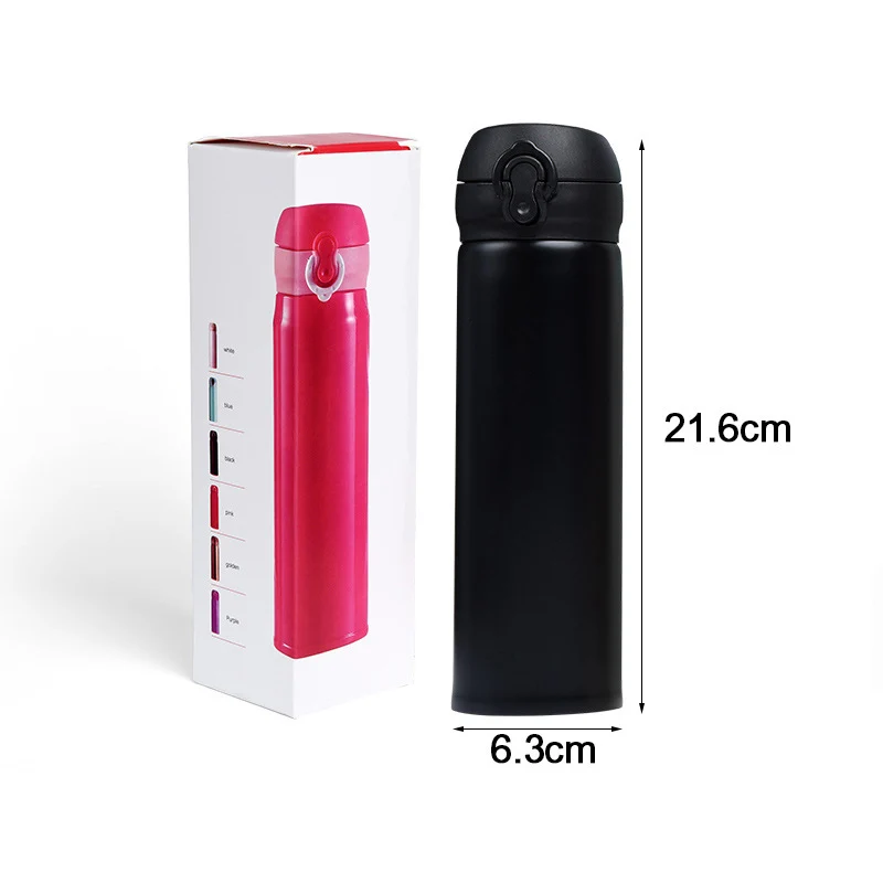 AQW1449 500ml black Дизайн, двойные стенки, термосы из нержавеющей стали, 500 мл, термос, чашка для кофе, чая, молока, кружка для путешествий, термобутылка, подарки, Термокружка - Цвет: AQW1449 500ml black