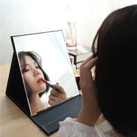pu cover makeup mirror foldable travel mirror portable adjustable ultra thin mirror makeup folding compact desktop table mirror