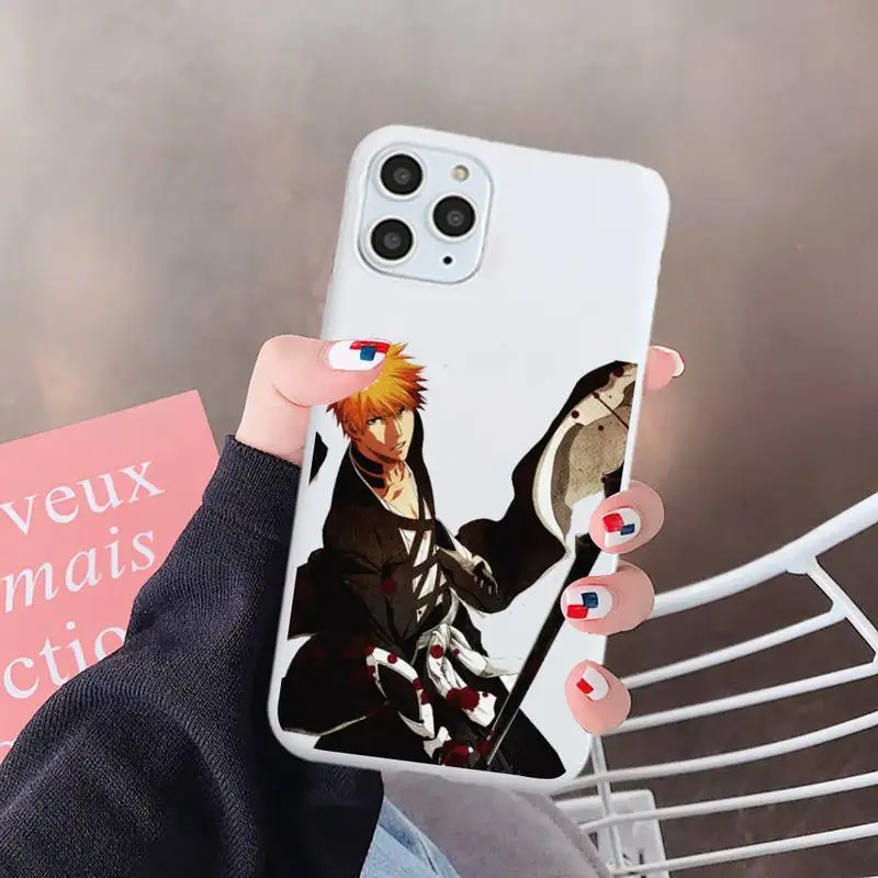 

Japanese Anime Bleach Phone Case White Candy Color for iPhone 6 7 8 11 12 s mini pro X XS XR MAX Plus