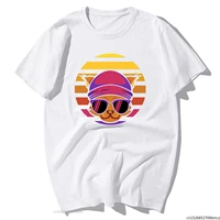 summer super sunset cartoon cats print t shirts casual sunglasses cat hip hop harajuku streetwear