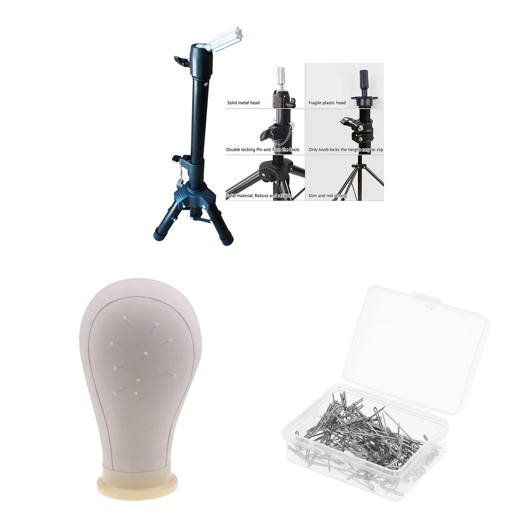 

Голова манекена из холщового блока + штатив-тренога + иглы 100 T