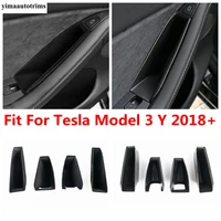 for tesla model 3 y 2018 2022 car front rear door handle armrest storage box cover kit plastic accessories interior decoration