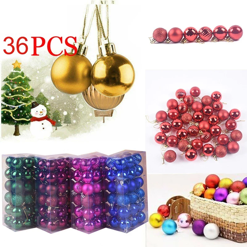 

36pcs/set New Year Gift Merry Christmas Balls Xmas Home Party Hanging Ball Christmas Tree Ornaments Christmas Decorations 4cm