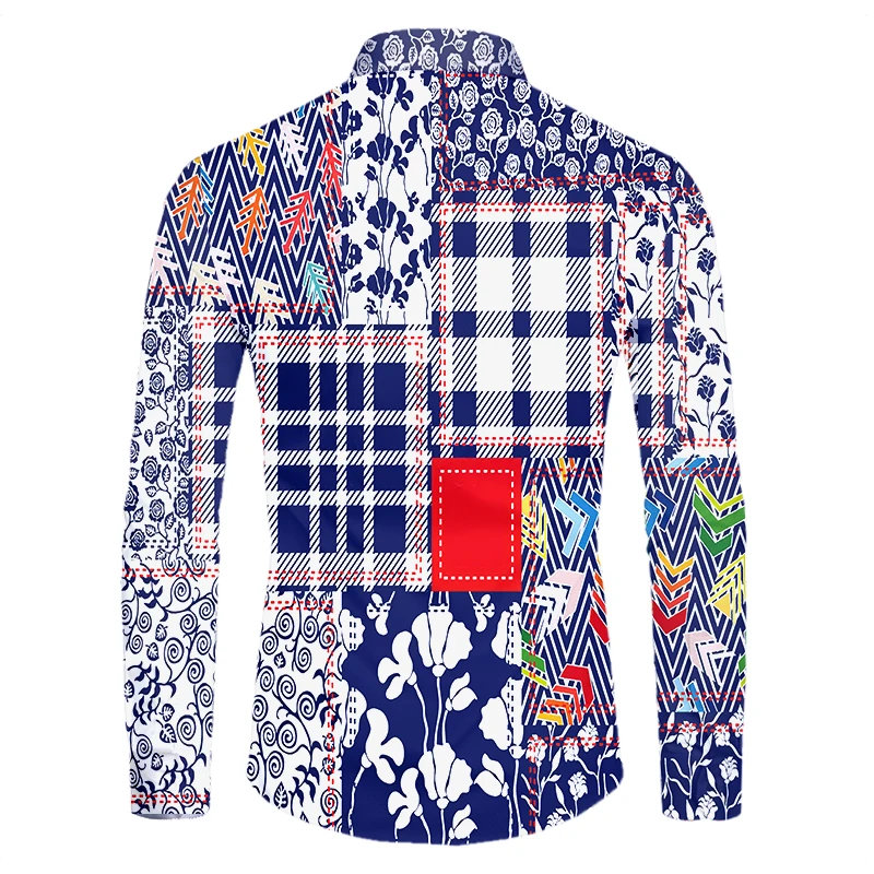 

UJWI Wholesale Luxury Royal Shirt Men Casual Long Sleeve Men Paisley Print Shirt Manga Longa Prom Party Shirt large size 5XL