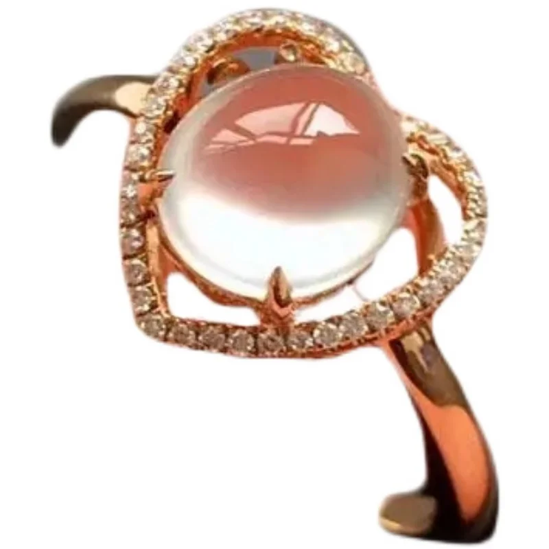 

Chalcedony Ring S925 Sterling Silver Inlaid Ice-like White Ice Jade Women's Ring Transparent Reflect Light White Net Value Myanm