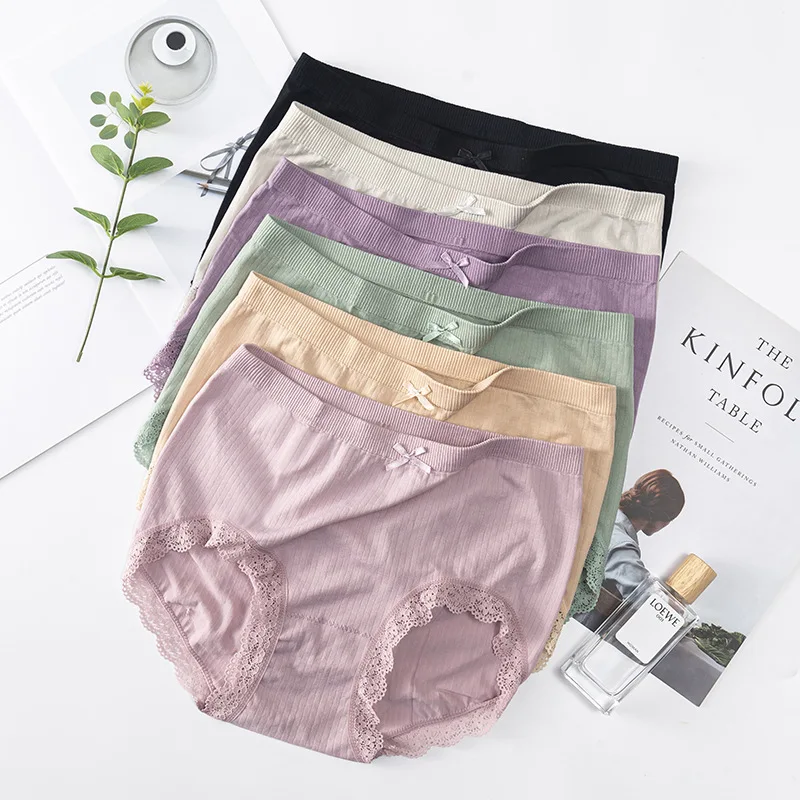 

Нижнее белье женское летнее из модала и кружева, удобные дышащие трусы-маска для девушек с высокой талией, большие размеры XL