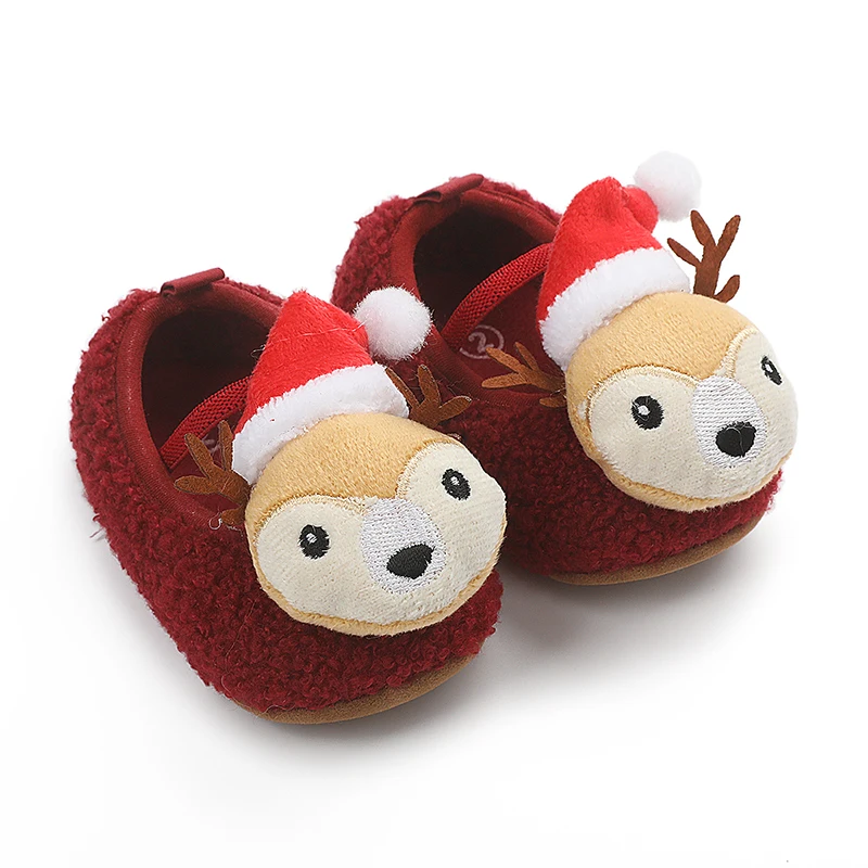 

Baby Shoes Newborn Baby Girls Boys Cartoon Fluffy Deer Warm Boot First Walkers Christmas Shoes Soft Sole Sneakers First Walker