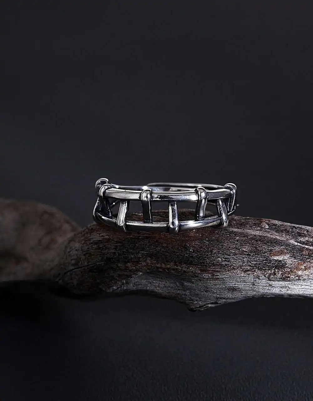 

925 Sterling Silver for Women Ring Simple Double-layer Hollow Line Ring Neutral Ring Adjustable Size Ring Thai Silver Jewelry