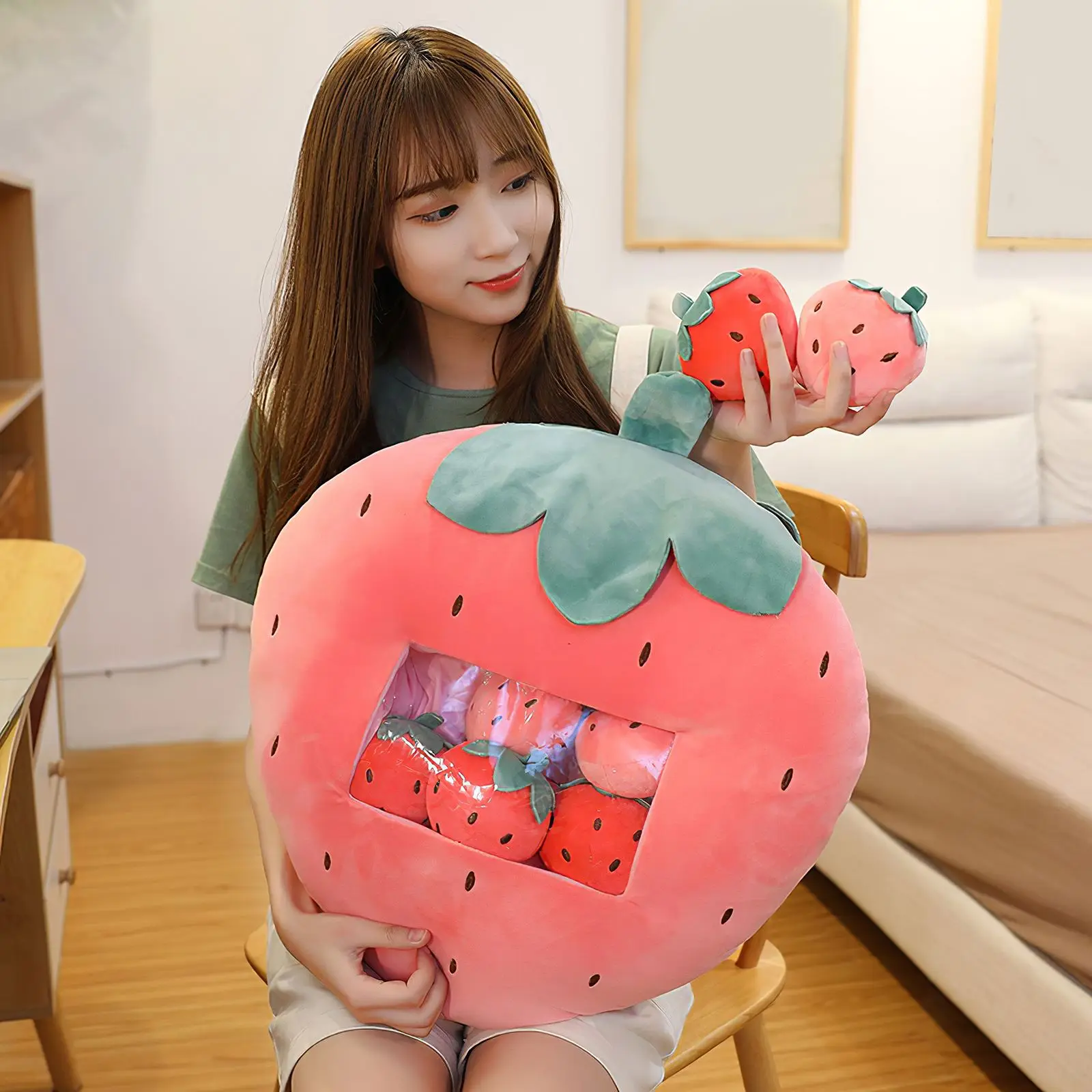 

Cute Soft Fruit Stuffed Toy Pillow Colorful PP Cotton Skin-Friendly Simulation Fruit Plush Doll Pillow For Kids Gift Decoration