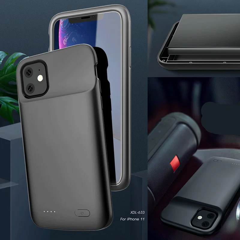 Тонкий чехол с внешним аккумулятором для iPhone 11 Pro Max силиконовый ударопрочный
