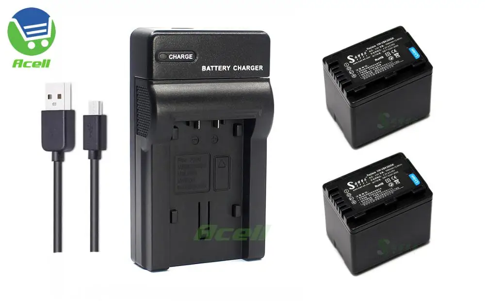 VW-VBK360 Батарея для цифрового фотоаппарата Panasonic HC-V100 V500 V700 HDC-SD80 SD90 TM90 HS80 SDR-S70 H85 видеокамера совместимый VW-VBK180 VW-VBL090 - Цвет: 2Battery 1Charger