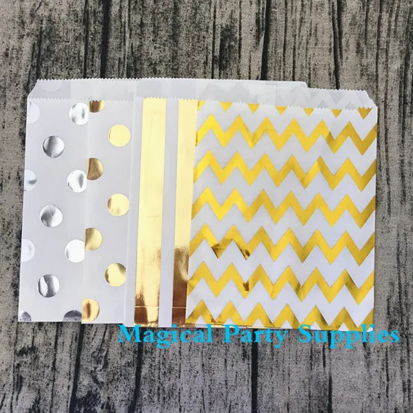 Wedding Decoration 125pcs Silver Metallic Dotty Treat Bag Foil Goody Baby Shower Gift Favour | Дом и сад