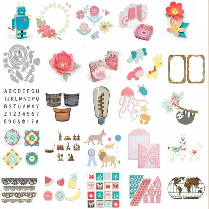 

Робот-животное Алфавит цветок кружево квадратный ящик для фруктов рамка металлические пресс-формы сделай карточные трафареты Скрапбукинг ...