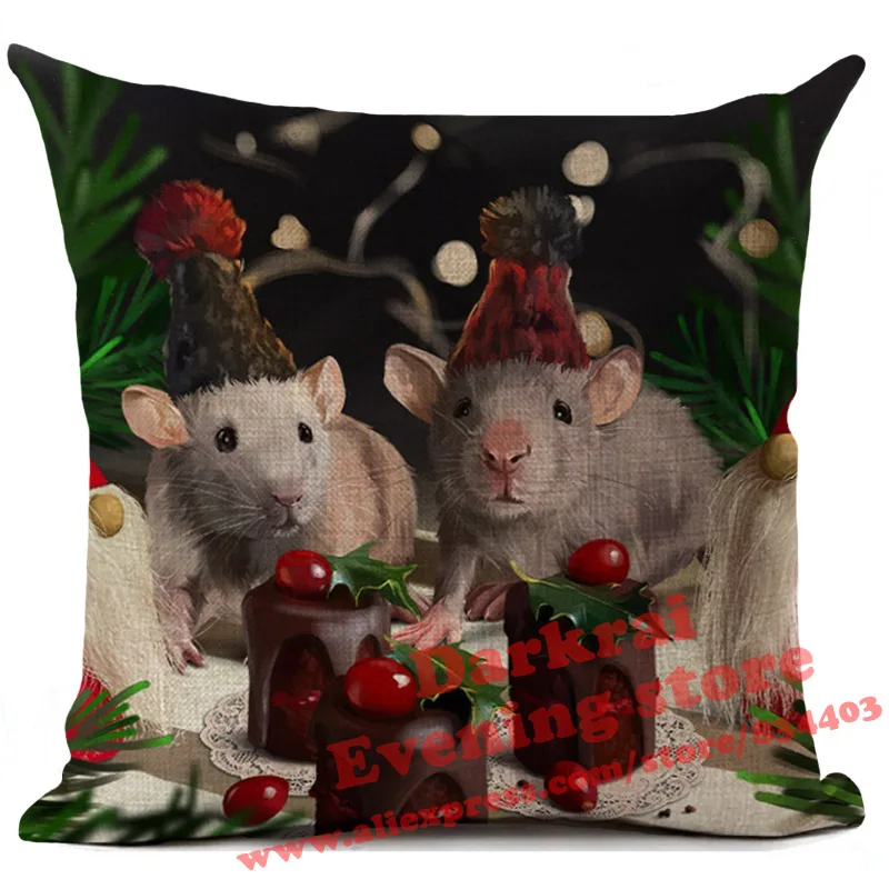 Рождественская наволочка для подушки с рисунком рождественских животных