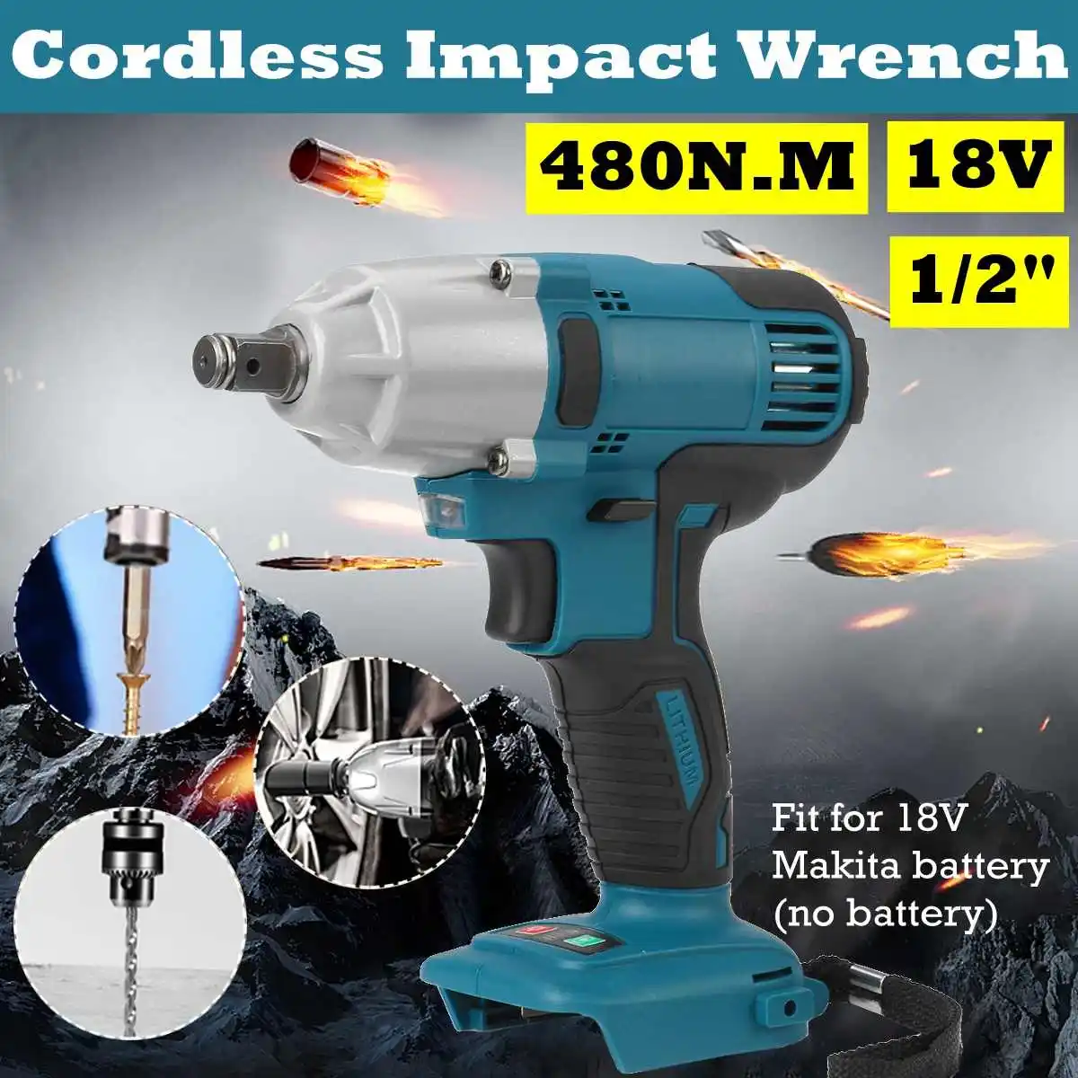 

18V Impact Wrench Brushless Cordless Electric Wrench Power Tool 480N.m Torque Rechargeable For Makita Battery DTW285Z