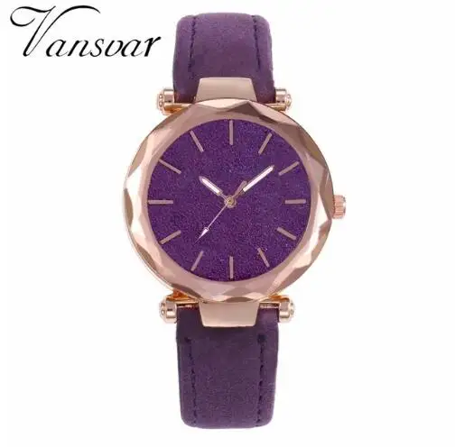 

Dropshipping Women Starry Sky Dial Watch Fashion Luxury Ladies Leather Quartz Wrist Watches Vansvar Brand Relogio Feminino