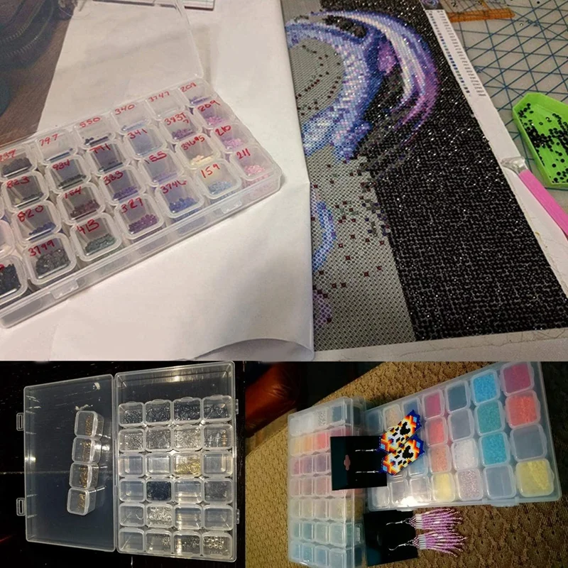 

3 Pack 28 Slots Diamond Embroidery Boxs,Diamond Painting Storage Case for DIY Material Storage