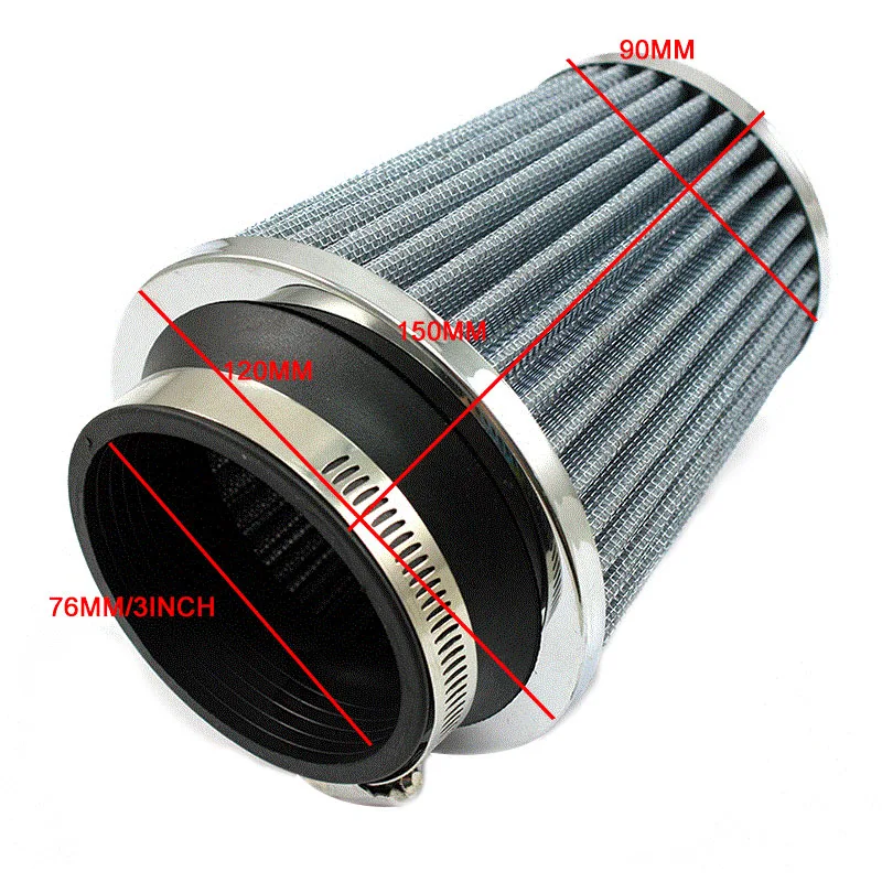 Universal Air filter 76mm 3 Inch High Flow Car Cold Intake Filter Aluminum Induction Hose Pipe mushroom head | Автомобили и