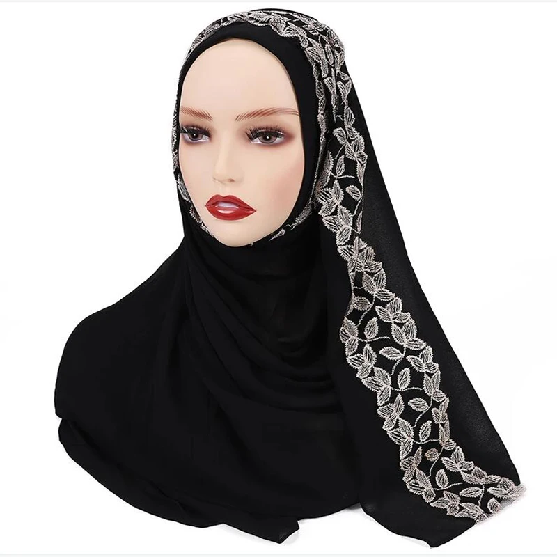 

Новый мусульманский кружевной шифоновый внутренний шарф повязка на голову эластичный чехол тюрбан Бесконтактный мгновенный хиджаб женска...