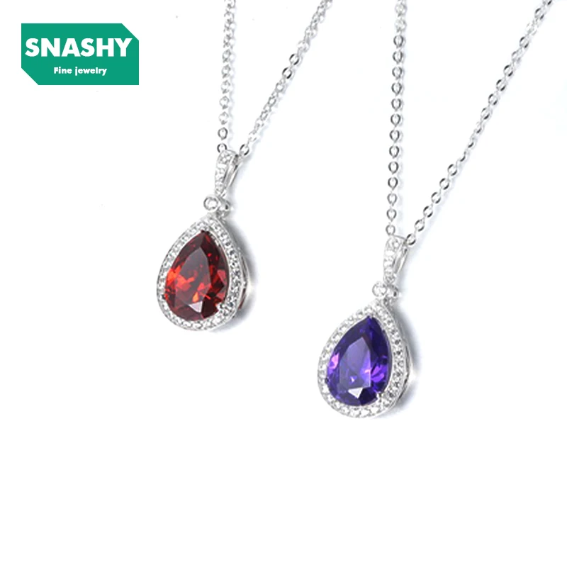 

Birthstone Necklace for Women Dripping Pendant 925 Sterling Silver Necklace Anniversary Birthday Gifts Women's Neck Chain Jewelr