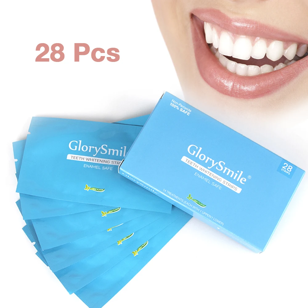 

GlorySmile Teeth Whitening Kit Strips Non-Peroxide Enamel Safe Effect 28 Pouches Oral Care Remove Stains