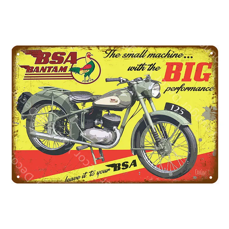 YD1653EI Британский мотоцикл BSA металлические знаки оловянный плакат Гараж; клуб паб настенные Декорации для бара мотоцикл Винтаж таблички домашний декор YI-058 - Цвет: YD1653EI