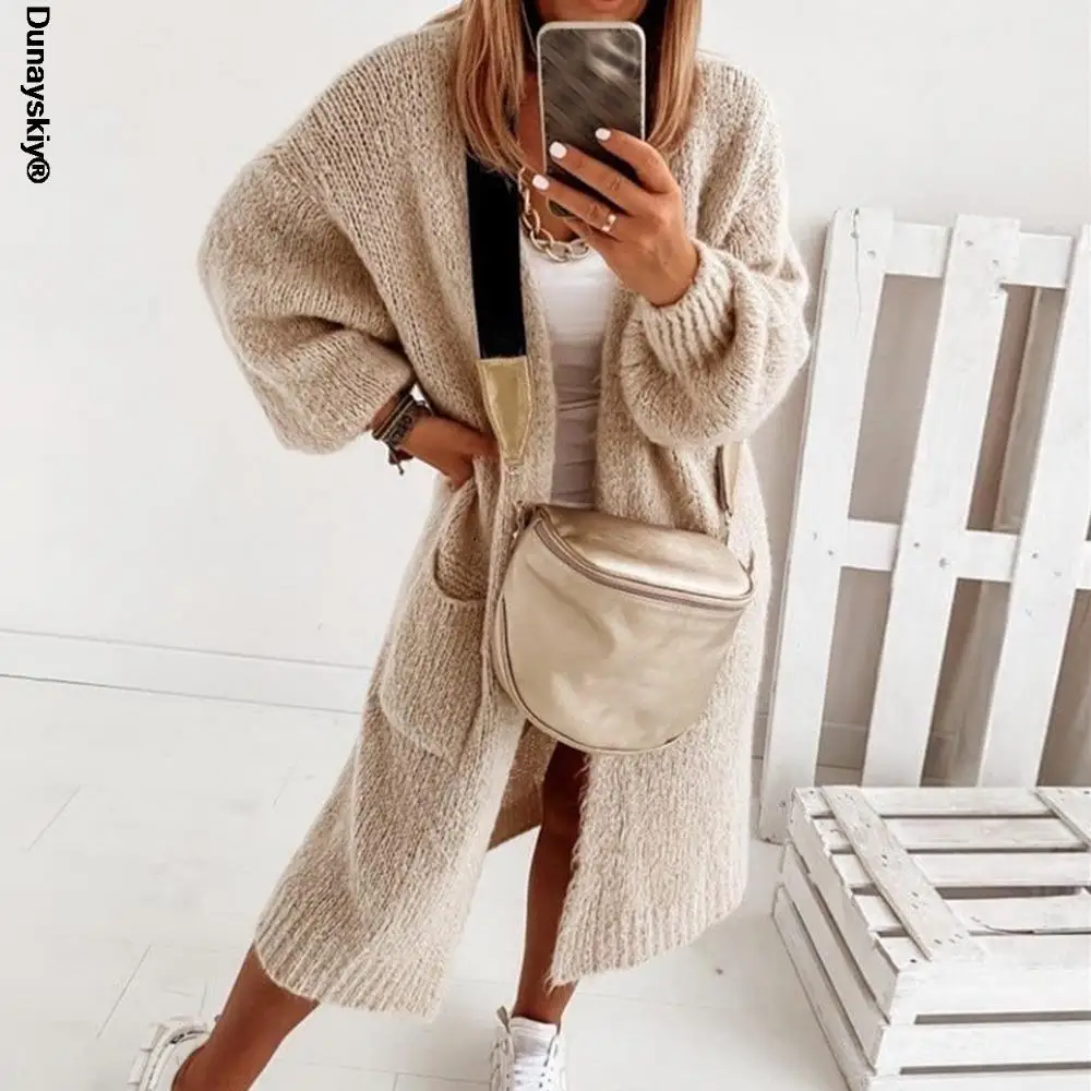

Sweater Knit Cardigan Women Loose Cashmere Comfort Fall Winter Warm Soft Oversized Women Double Pockets Long Winter Sweater