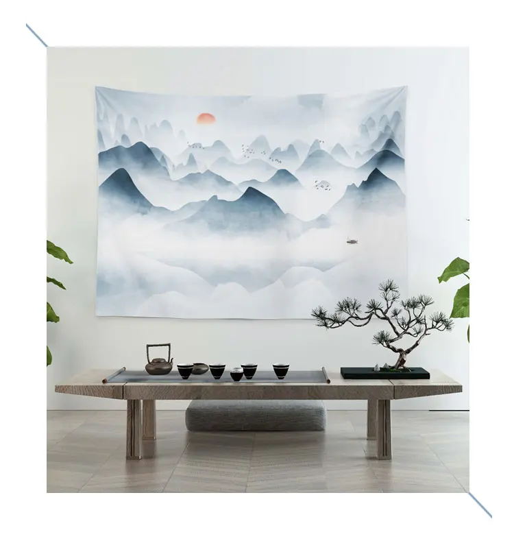 

Aesthetic Art Tapestry Background Fabric Simple Fashion Dorm Room Tapestry Landscape Print Tapiz Pared Home Products DI50GT