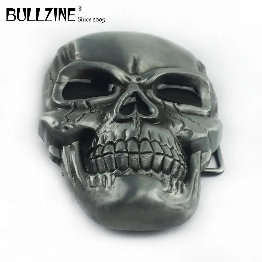 В Bullzine большой и тяжелый череп пряжки ремня с оловянной отделкой FP-03641 подходит