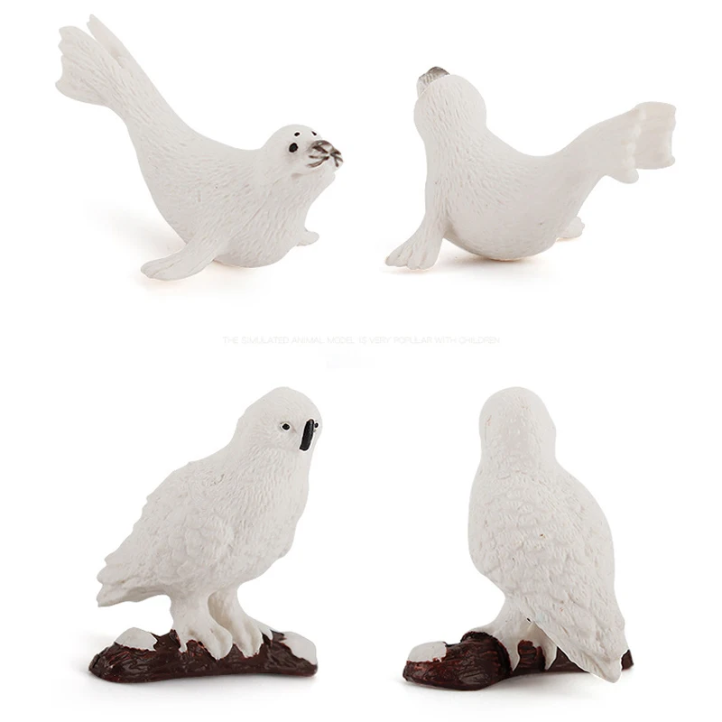 

12pcs Simulation Wild Animal Miniature Polar Bear Penguin PVC Sea Animals Model Toy Action Figures Home Garden Decoration