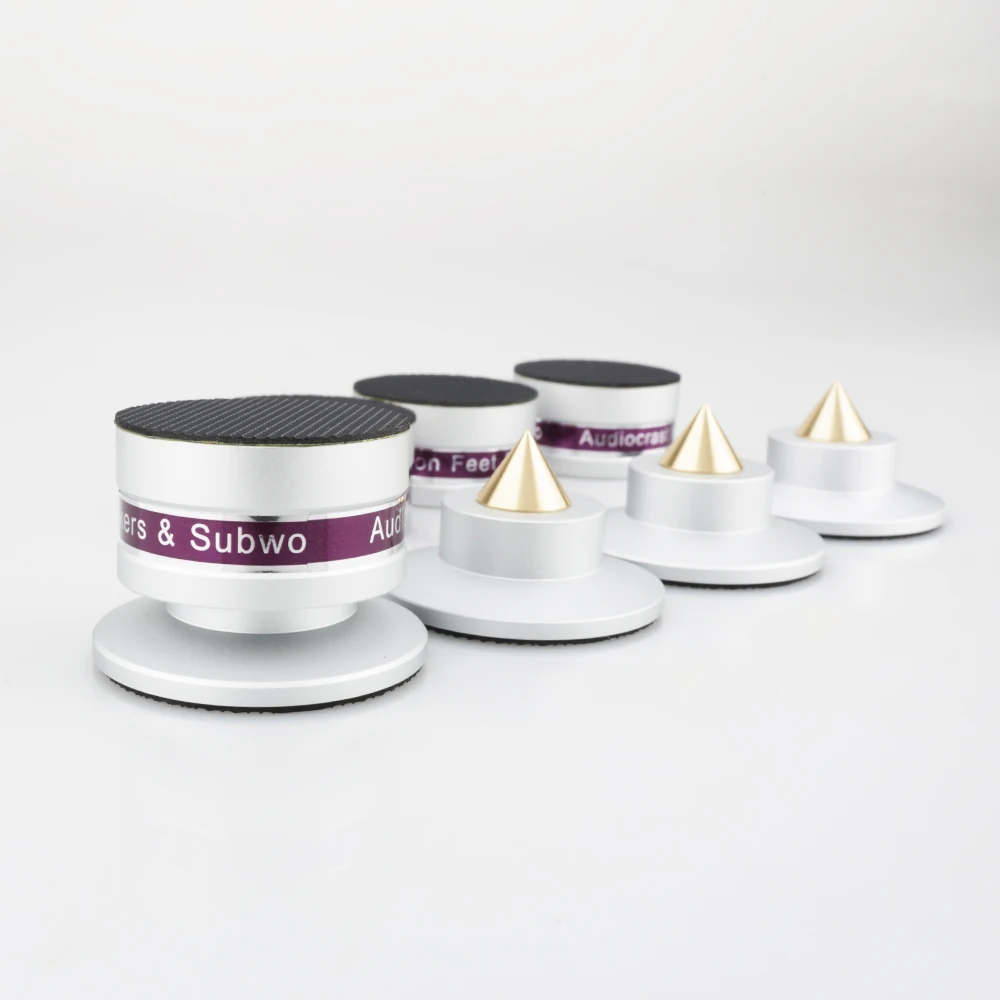 New 4PCS IF03S/IF03B Aluminium Black & silver Shockproof Spike+Pad Isolation Stand HiFi Amplifiers