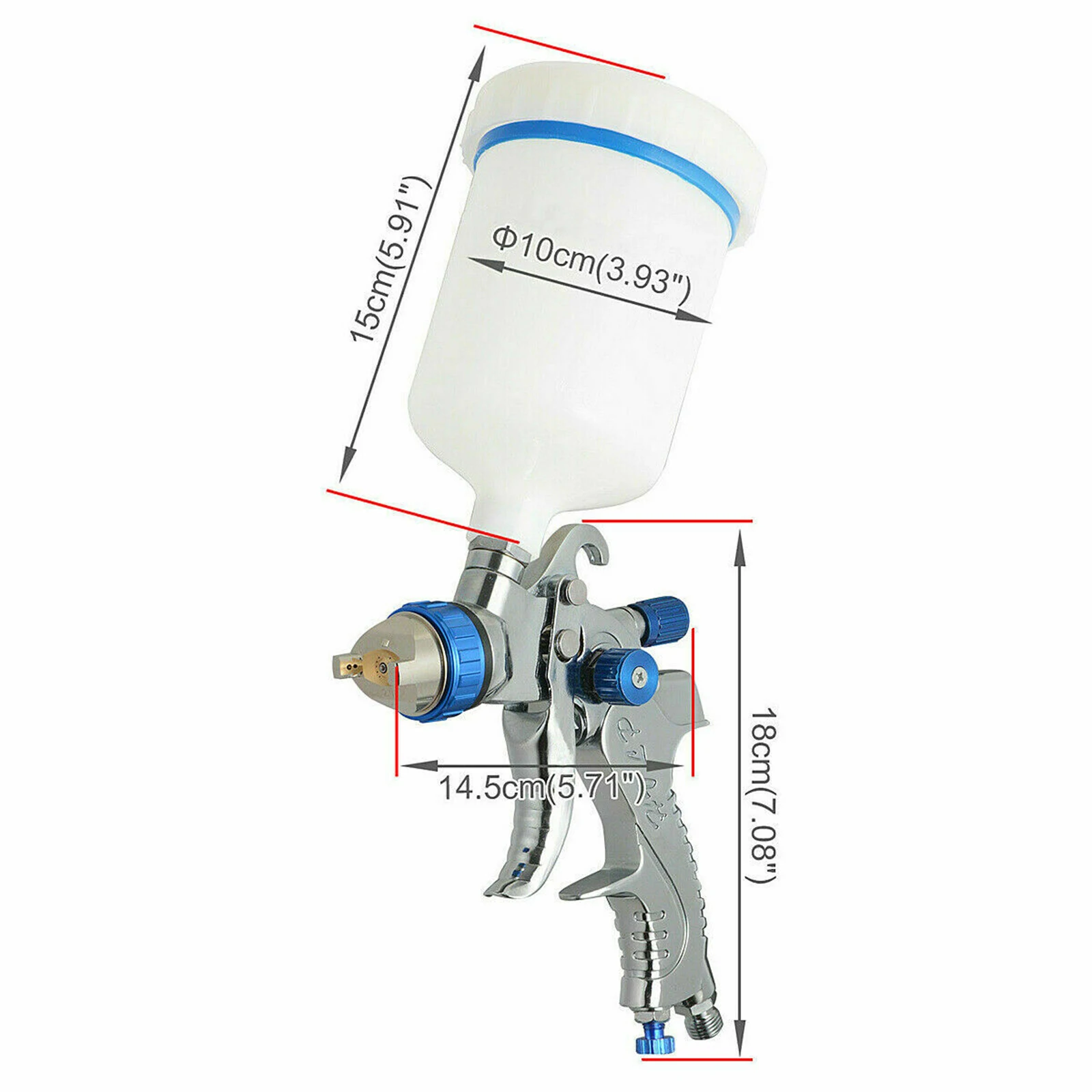

HVLP Gravity Feed Air Spray Gun 600CC Cup Paint Sprayer Airbrush Painting Tool Kit with 3 Nozzle