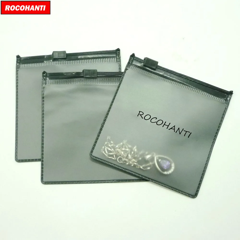 100Pcs Custom LOGO Printed Cute Black Ziplock Bags Small PVC Zip Lock Pouch Zipper Plastic Jewelry Bag for Gift Packaging