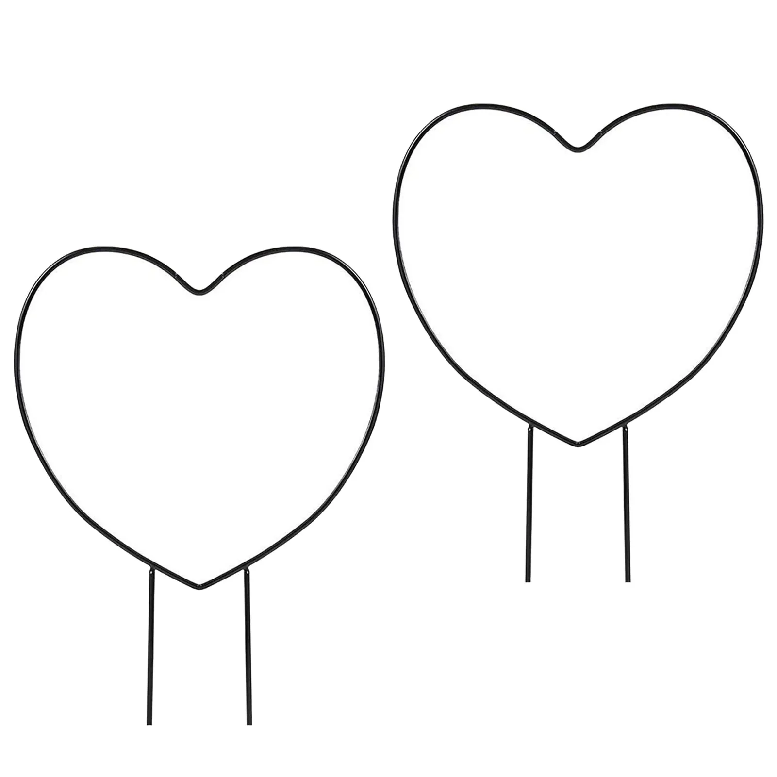 

2PCS Garden Trellis Heart Shaped Round Metal Plants Climb Holder Home Decor Round Stem Stalks Flower Support Black Iron Vine